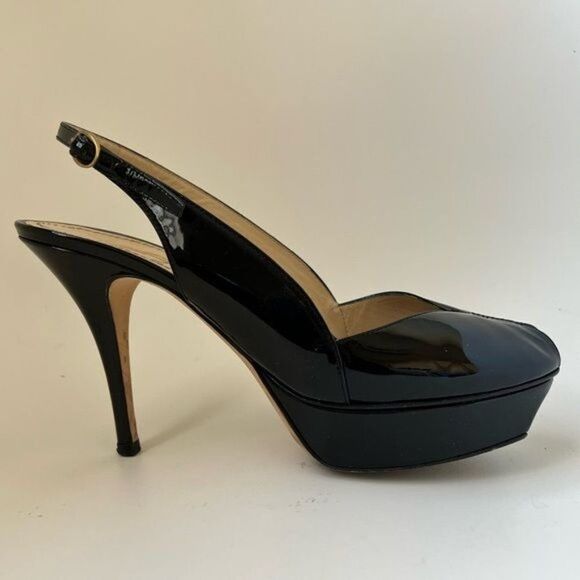 Yves Saint Laurent Tribute 105 Sling Back Patent Leather Size 38.5 - Picture 4 of 9